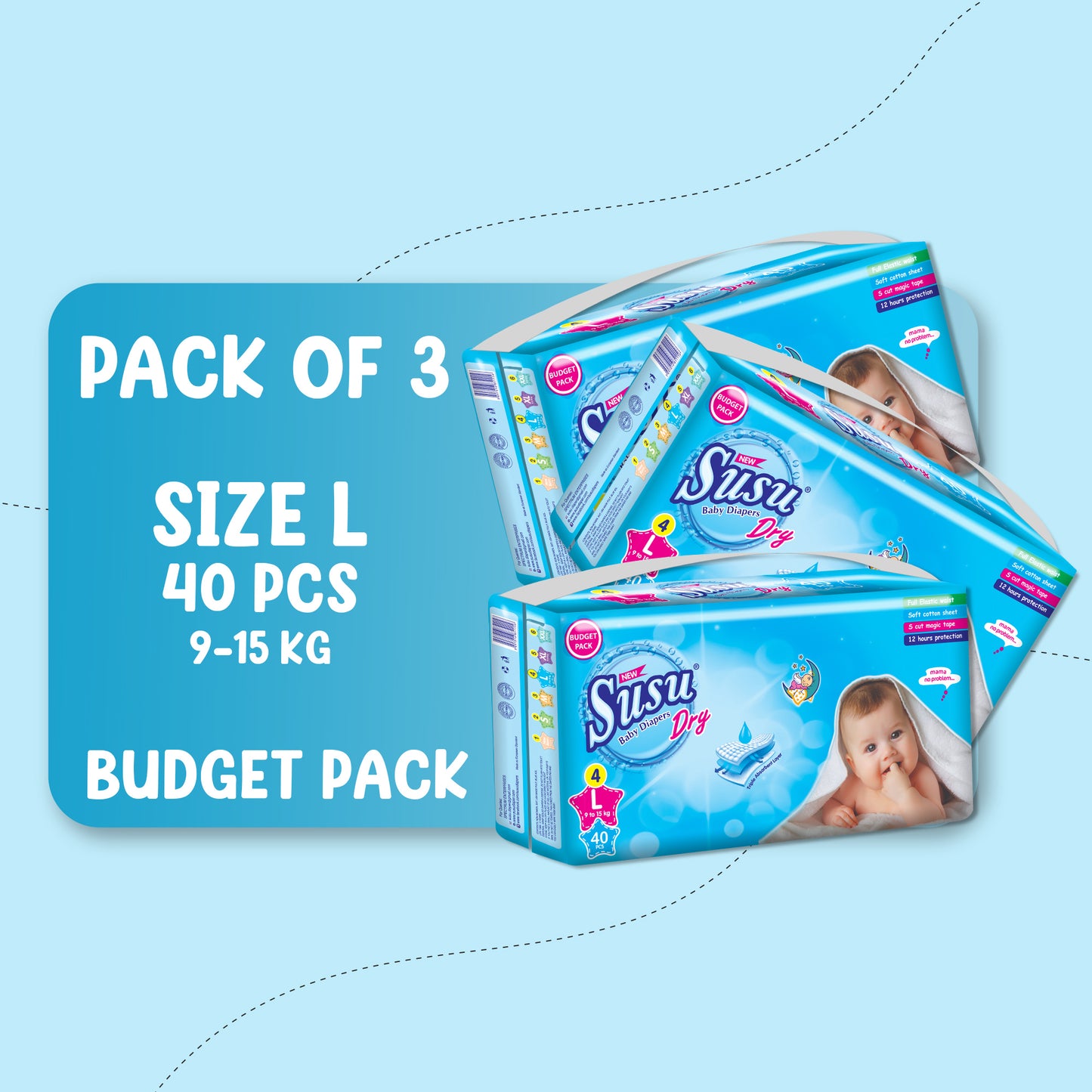 NEW SUSU DRY (L)-40 PCS BUDGET BUNDLE PACK OF 3
