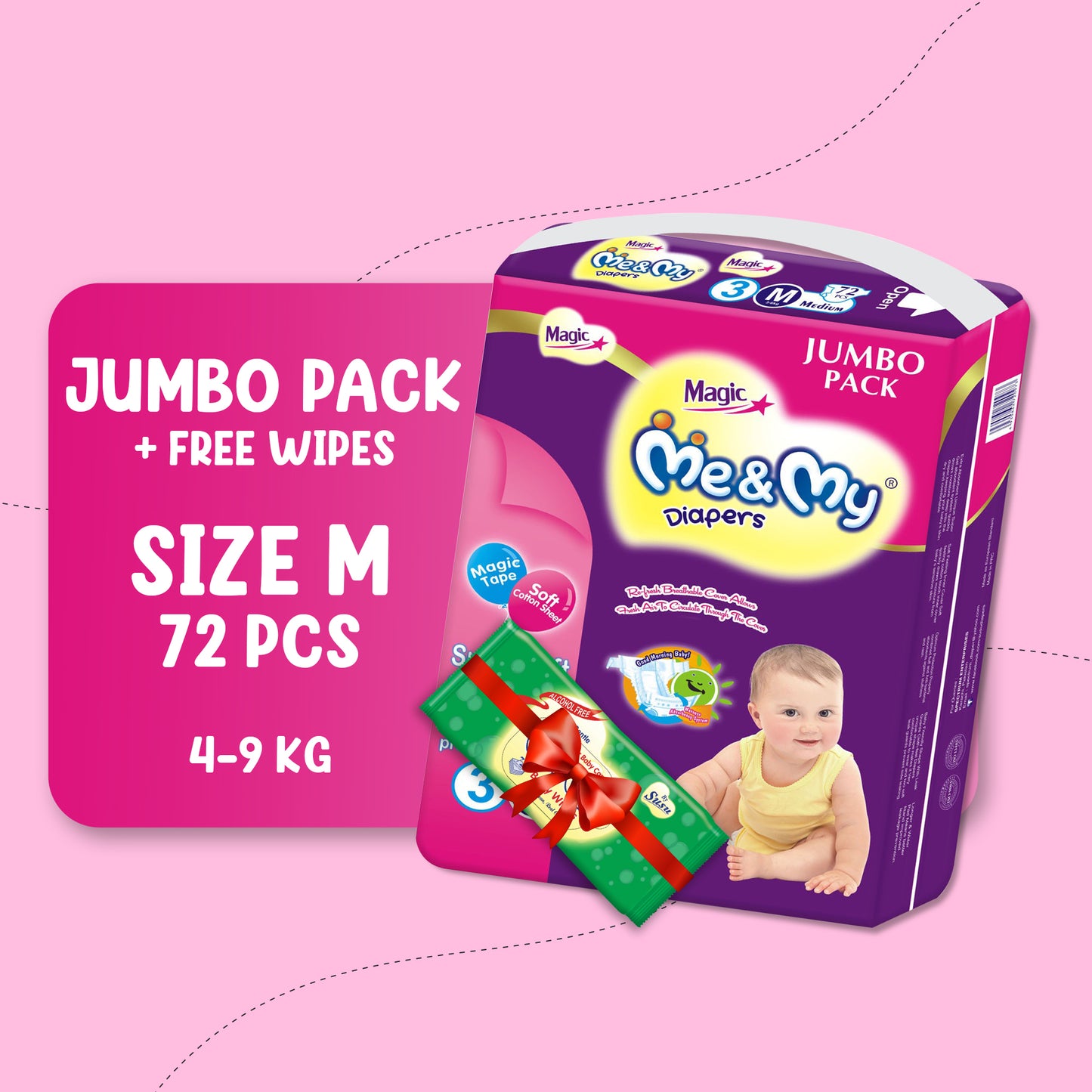 ME & MY MAGIC JUMBO (M)- 72 PCS + Free Wipes