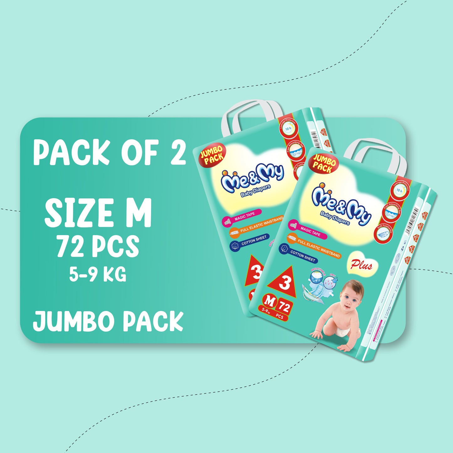 ME&MY PLUS JUMBO (M)-72 PCS BUNDLE PACK OF 2