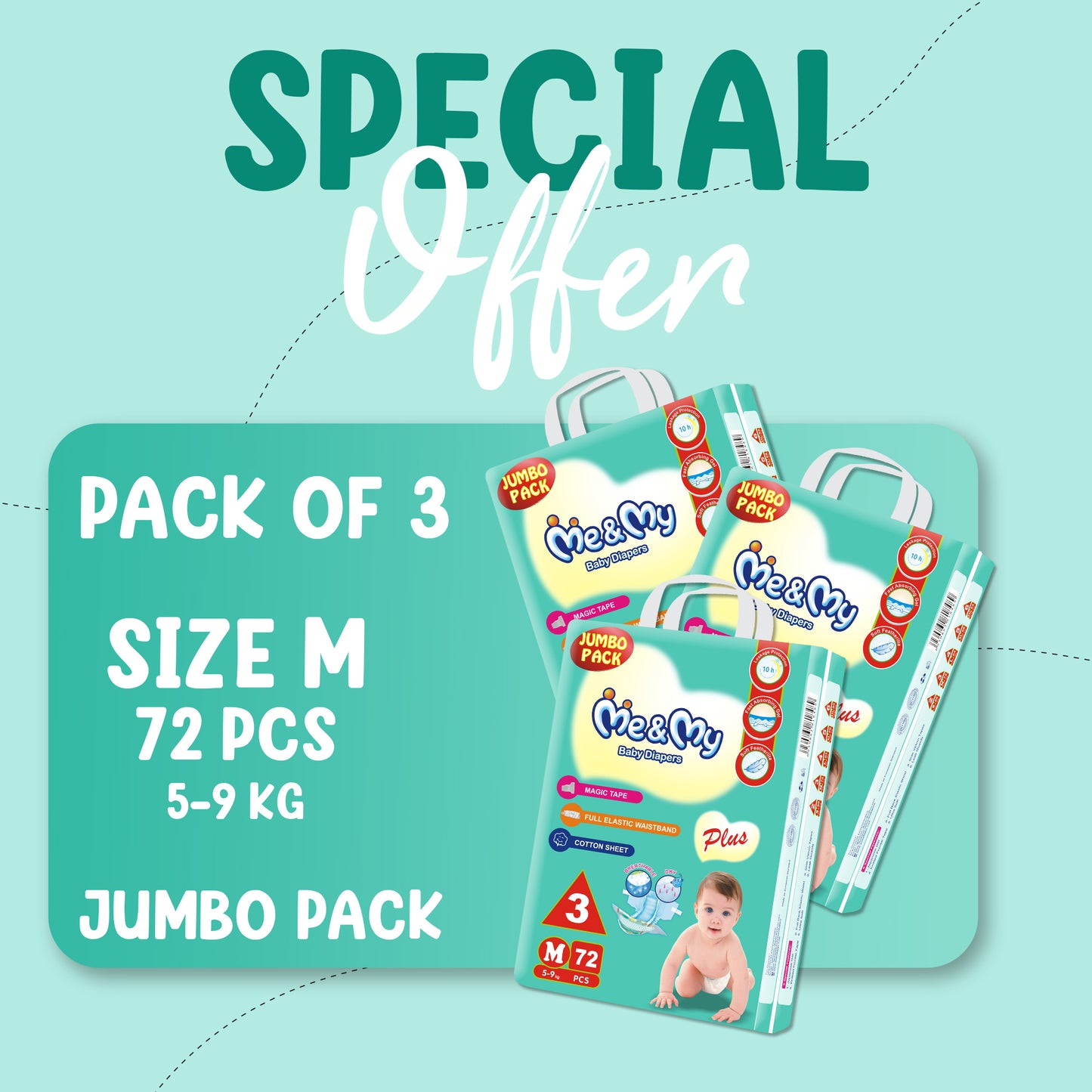 ME&MY PLUS JUMBO (M)-72 PCS BUNDLE PACK OF 3