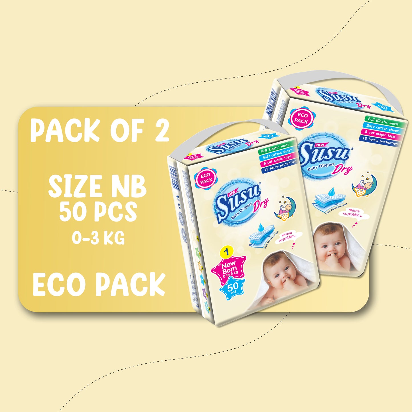 SUSU DRY ECO SIZE (NB) BUNDLE PACK OF 2