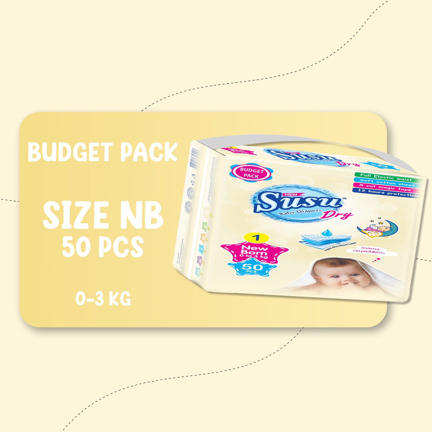 NEW SUSU DRY (NB). -50 PCS