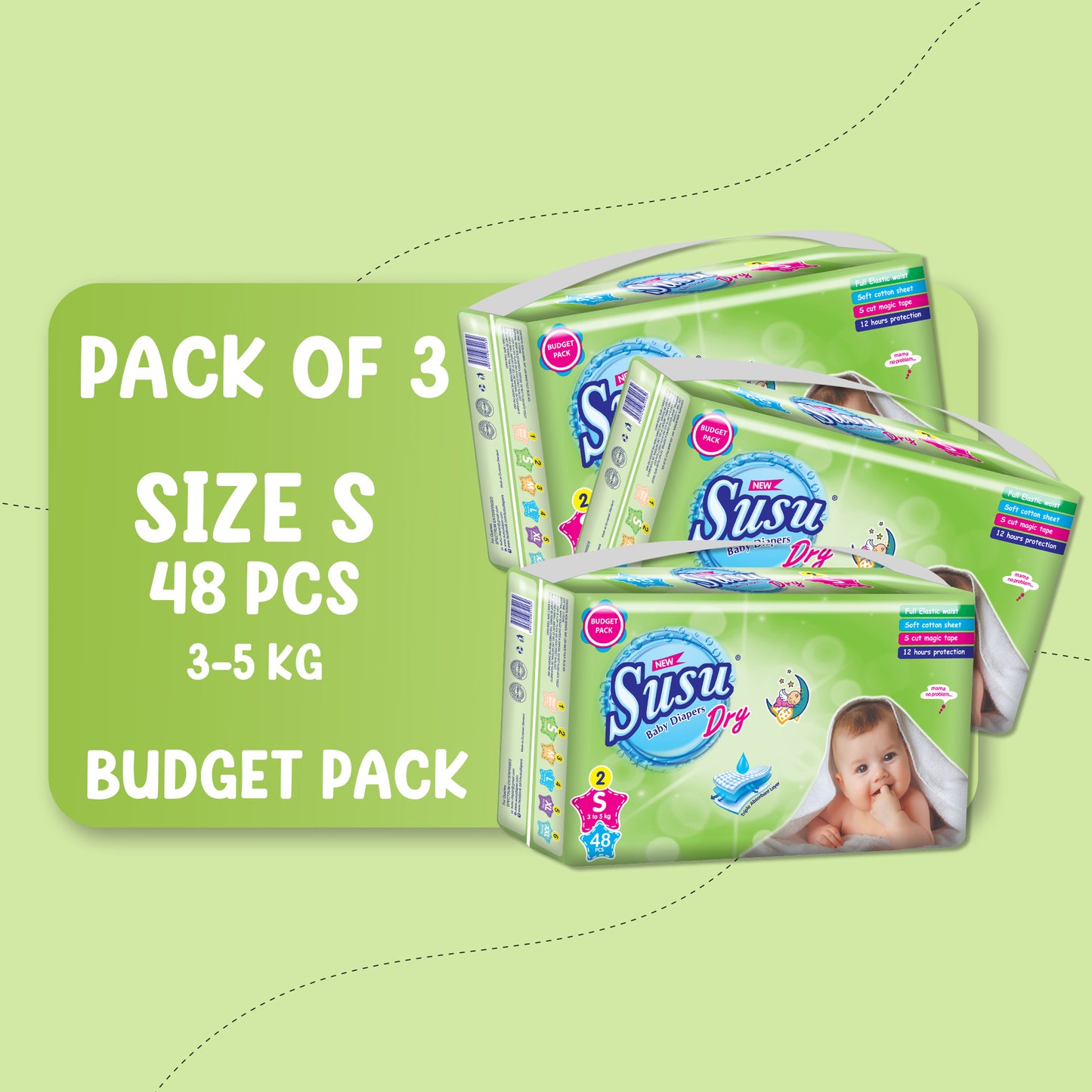 NEW SUSU DRY (S)-48 PCS BUDGET BUNDLE PACK OF 3