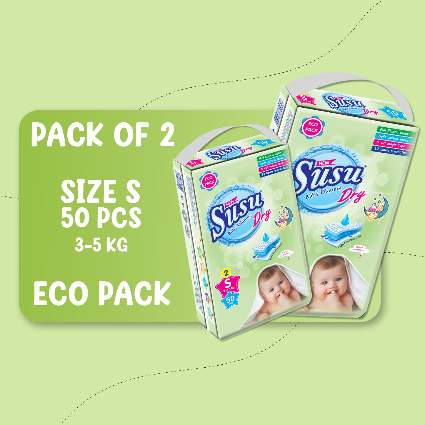 SUSU DRY ECO SIZE (S) BUNDLE PACK OF 2