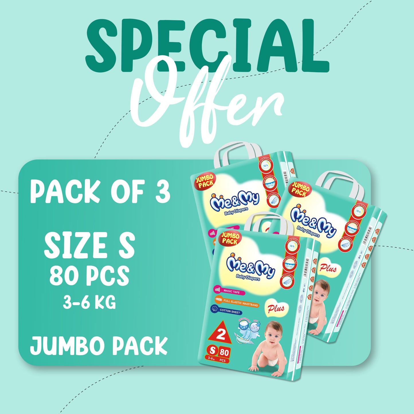 ME&MY PLUS JUMBO (S)-80 PCS BUNDLE PACK OF 3