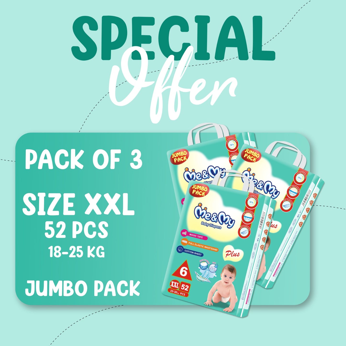 ME&MY PLUS JUMBO (XXL)-52 PCS BUNDLE PACK OF 3