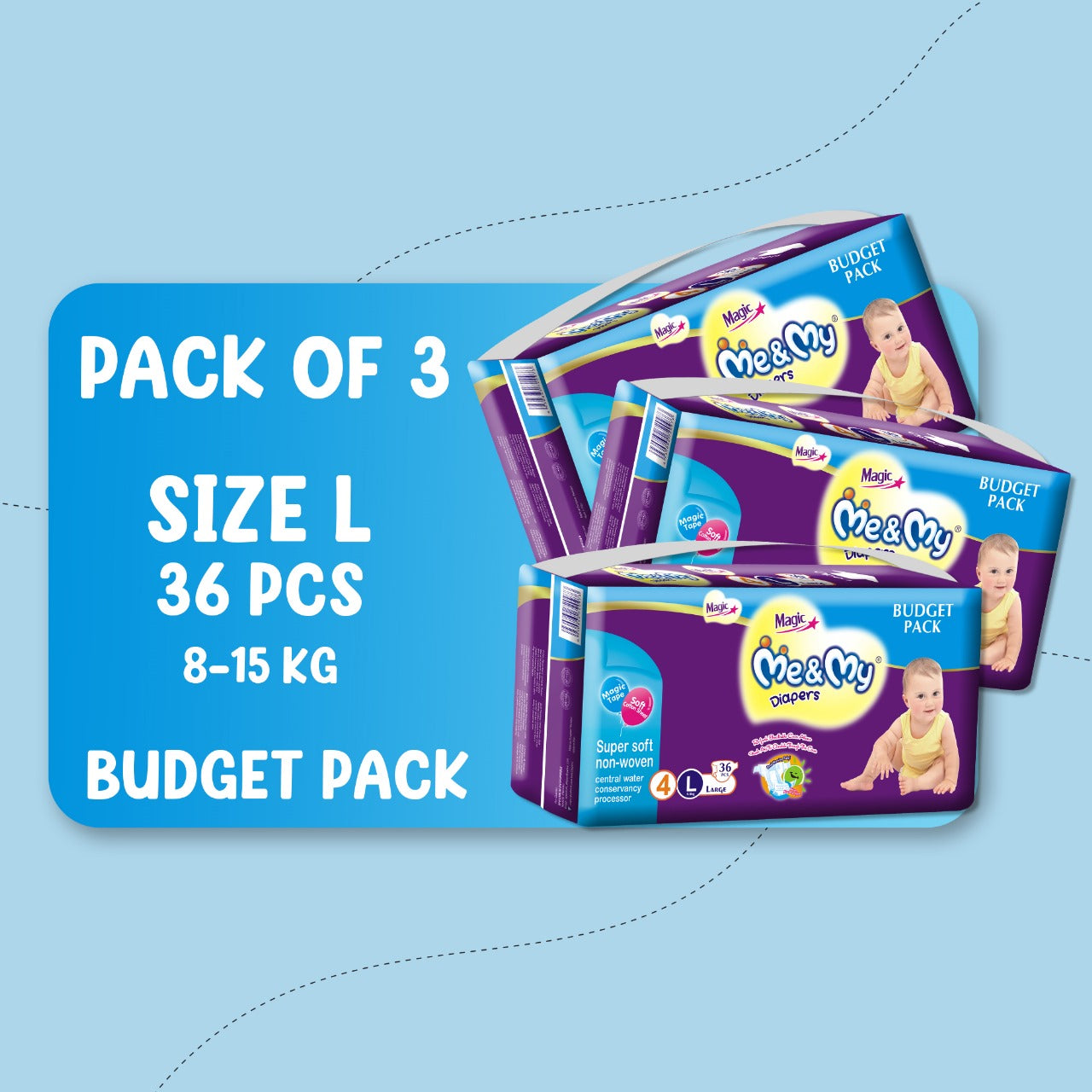 ME & MY MAGIC BUDGET (L)-36 PCS BUNDLE PACKS OF 3