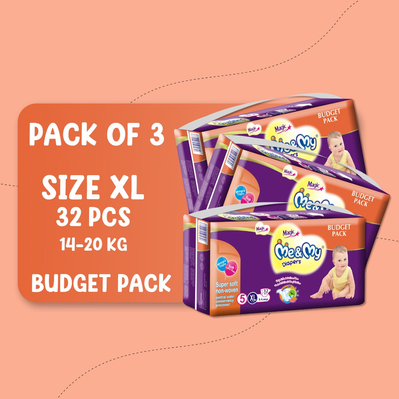 ME & MY MAGIC BUDGET (XL)-32 PCS BUNDLE PACKS OF 3