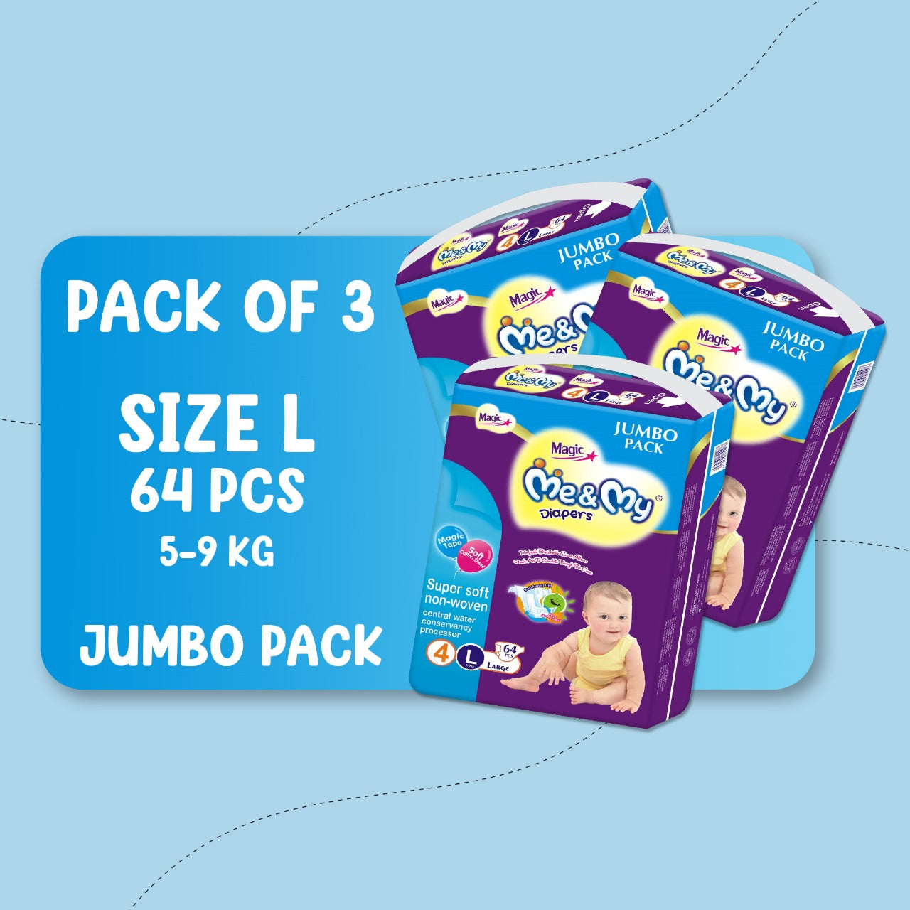 ME & MY MAGIC JUMBO (L)-64 PCS BUNDLE PACKS OF 3