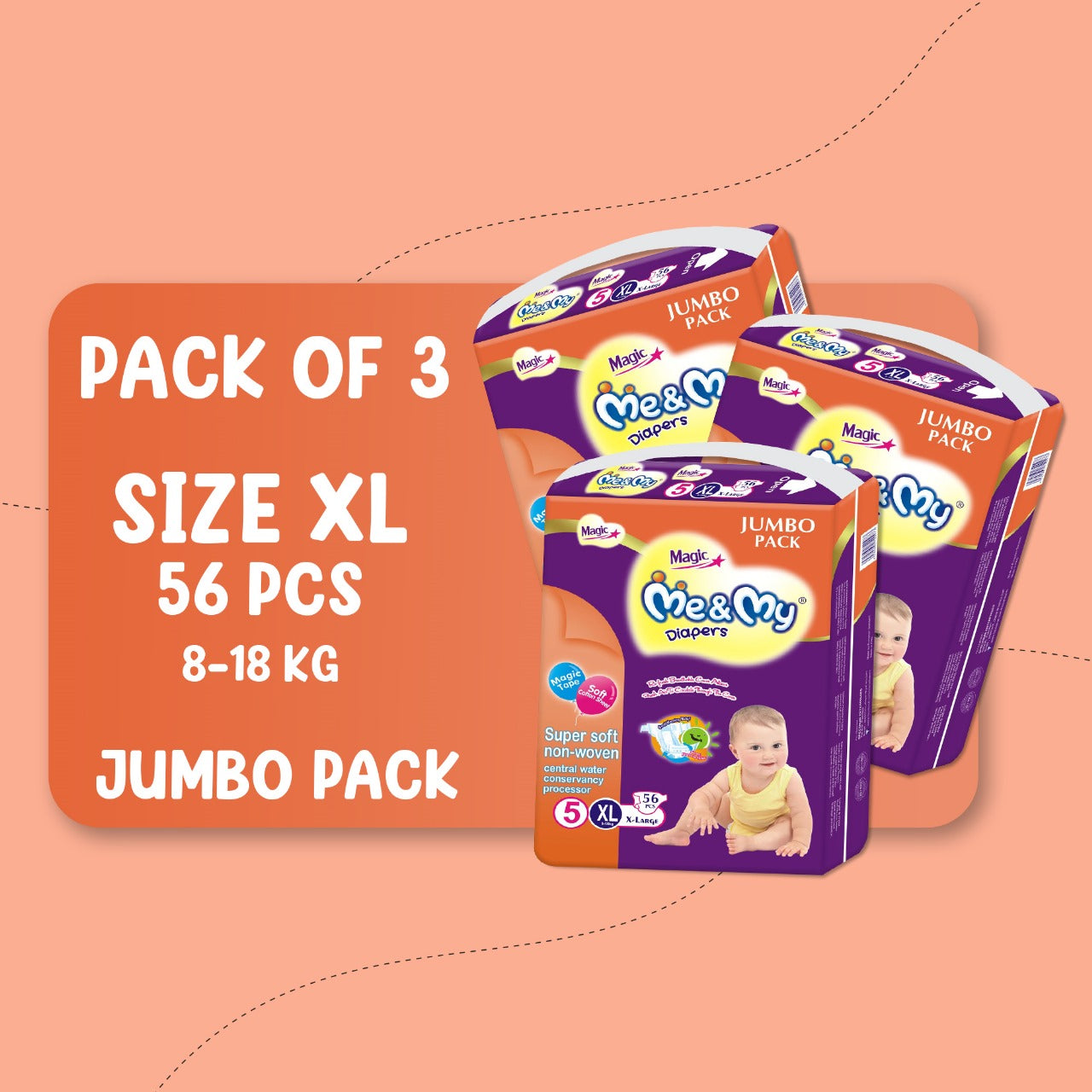 ME & MY MAGIC JUMBO (XL)-56 PCS BUNDLE PACKS OF 3
