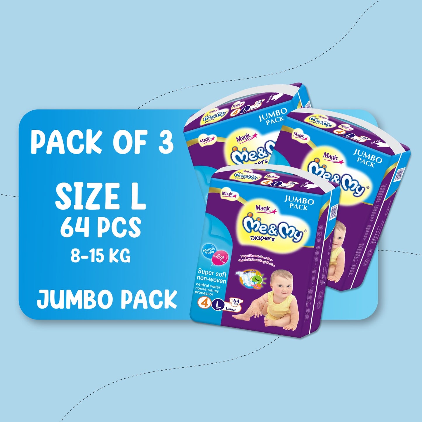 ME & MY MAGIC JUMBO (L)-64 PCS BUNDLE PACKS OF 3