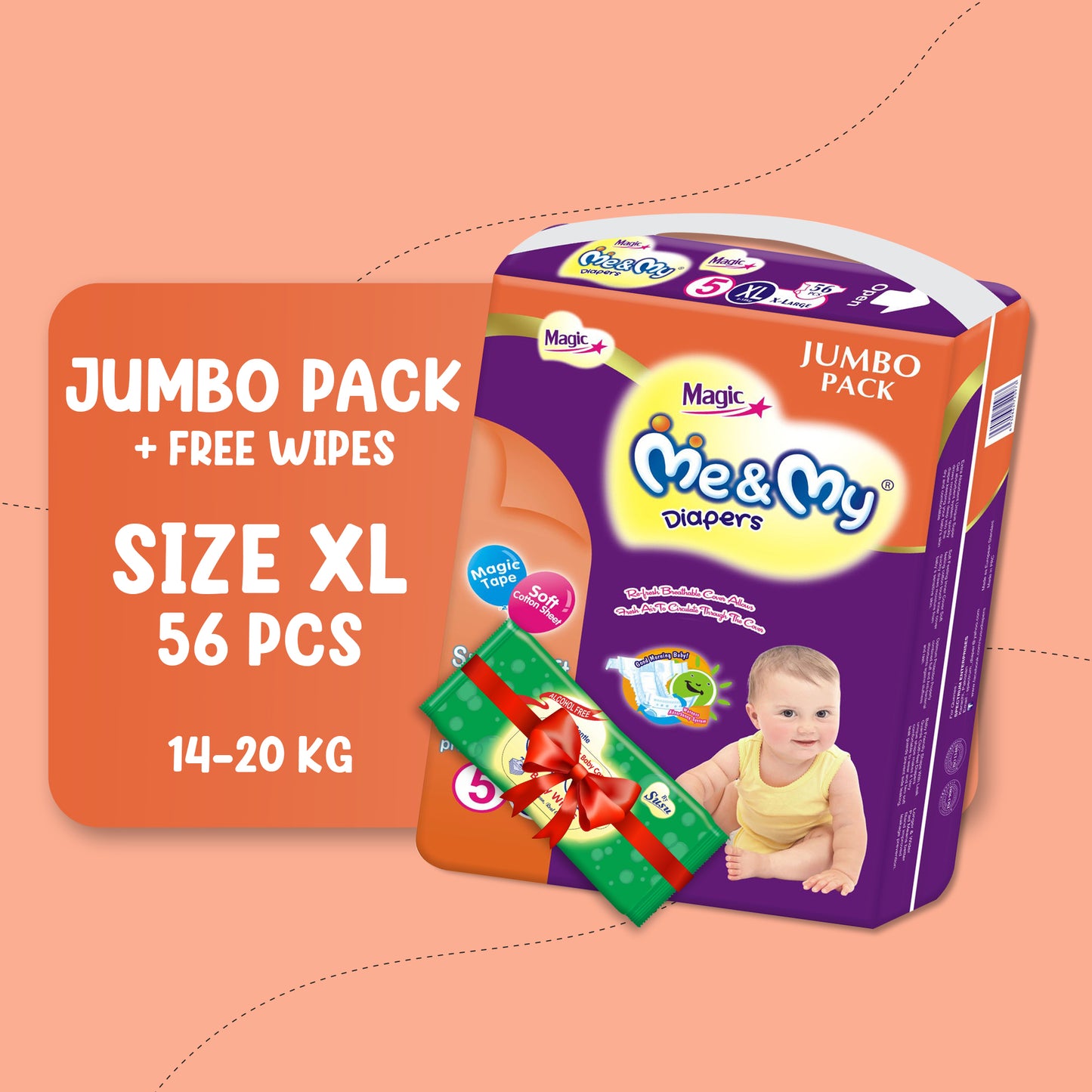 ME & MY MAGIC JUMBO (XL)- 56 PCS + Free Wipes