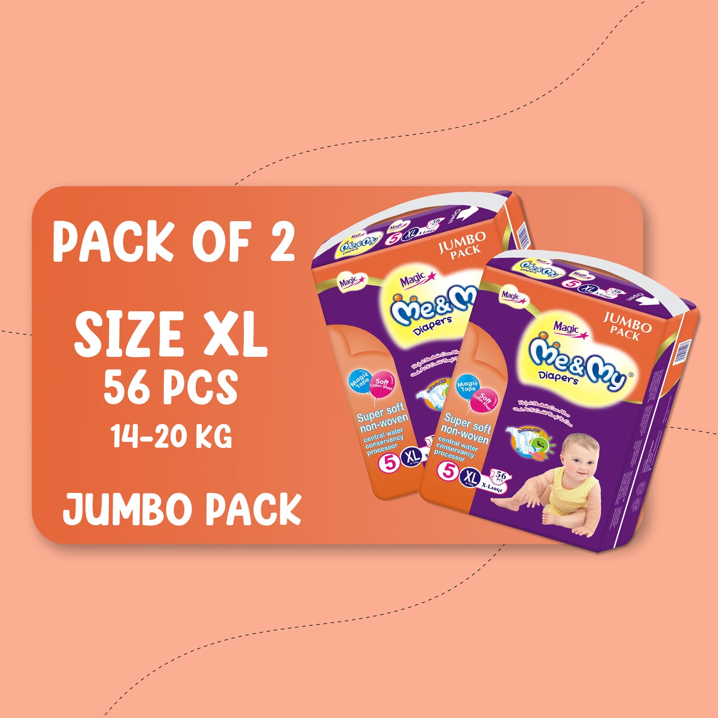 ME & MY MAGIC JUMBO (XL)-56 PCS BUNDLE PACKS OF 2