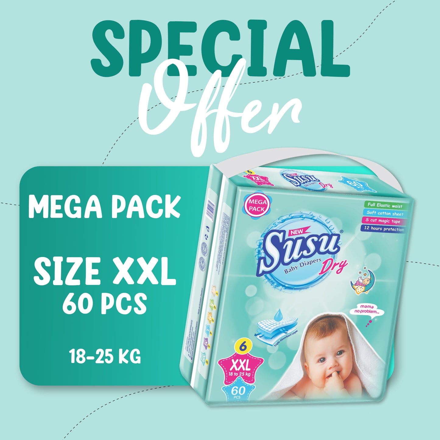 NEW SUSU DRY MEGA (XXL) - 60 PCS