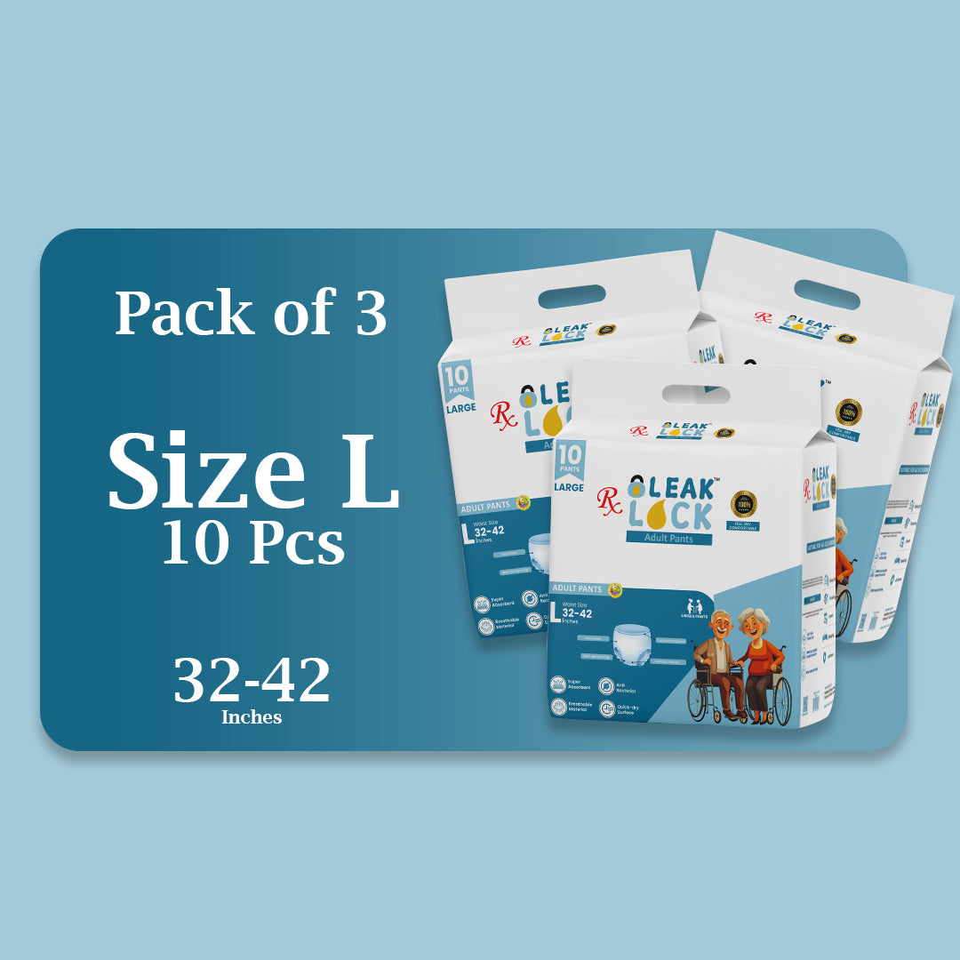 Leak Lock Adult Pants (L)- 10 PCS BUNDLE PACK OF 3