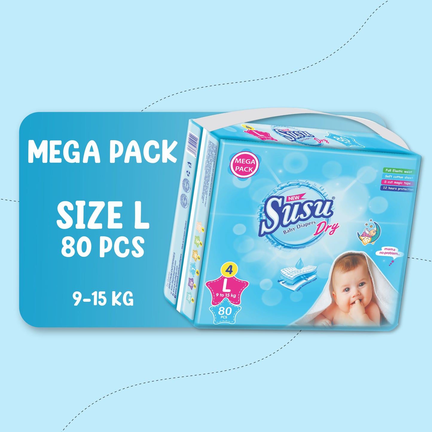 NEW SUSU DRY MEGA (L) -80 PCS