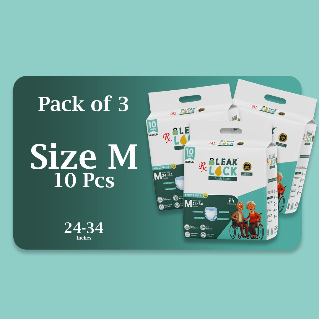 Leak Lock Adult Pants (M)- 10 PCS BUNDLE PACK OF 3
