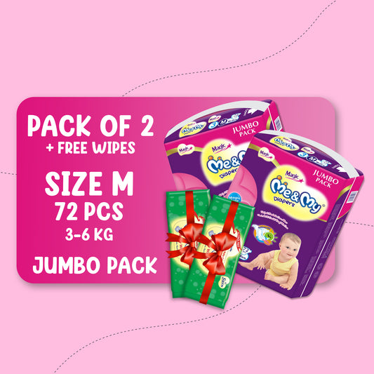 ME & MY MAGIC JUMBO (M)- 72 PCS BUNDLE PACKS OF 2 + Free Wipes