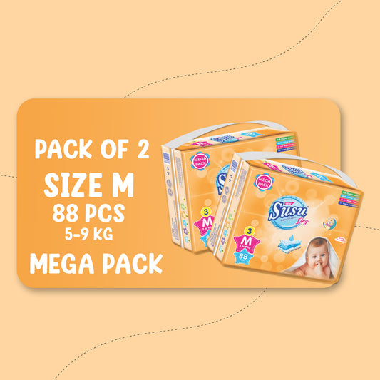 NEW SUSU DRY MEGA (M)-88 PCS BUNDLE PACKS OF 2