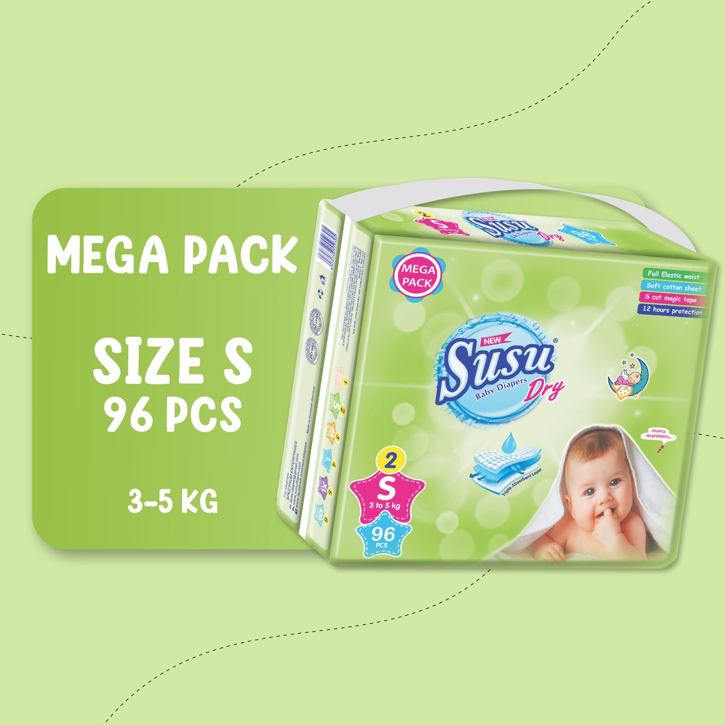 NEW SUSU DRY MEGA (S)-96 PCS