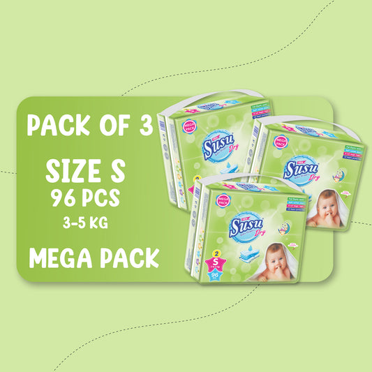 NEW SUSU DRY MEGA (S)-96 PCS BUNDLE PACKS OF 3