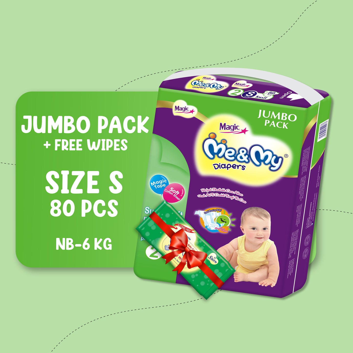 ME & MY MAGIC JUMBO (S)-80 PCS + Free Wipes