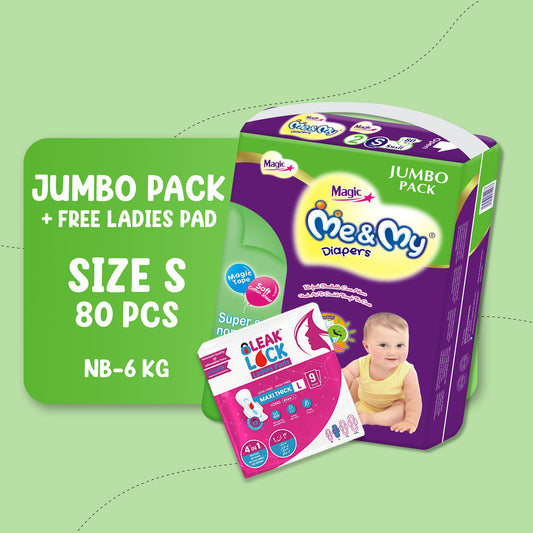 ME & MY MAGIC JUMBO (S)-80 PCS + Free Ladies Pads