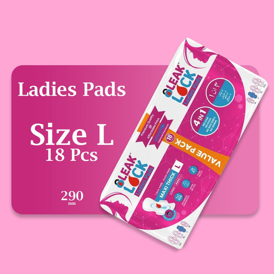 LEAK LOCK LADIES PADS (L). 18 PCS