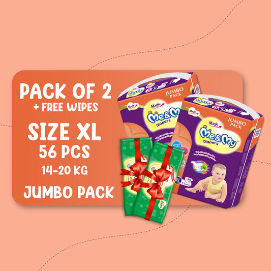 ME & MY MAGIC JUMBO (XL)-56 PCS BUNDLE PACKS OF 2 + Free Wipes