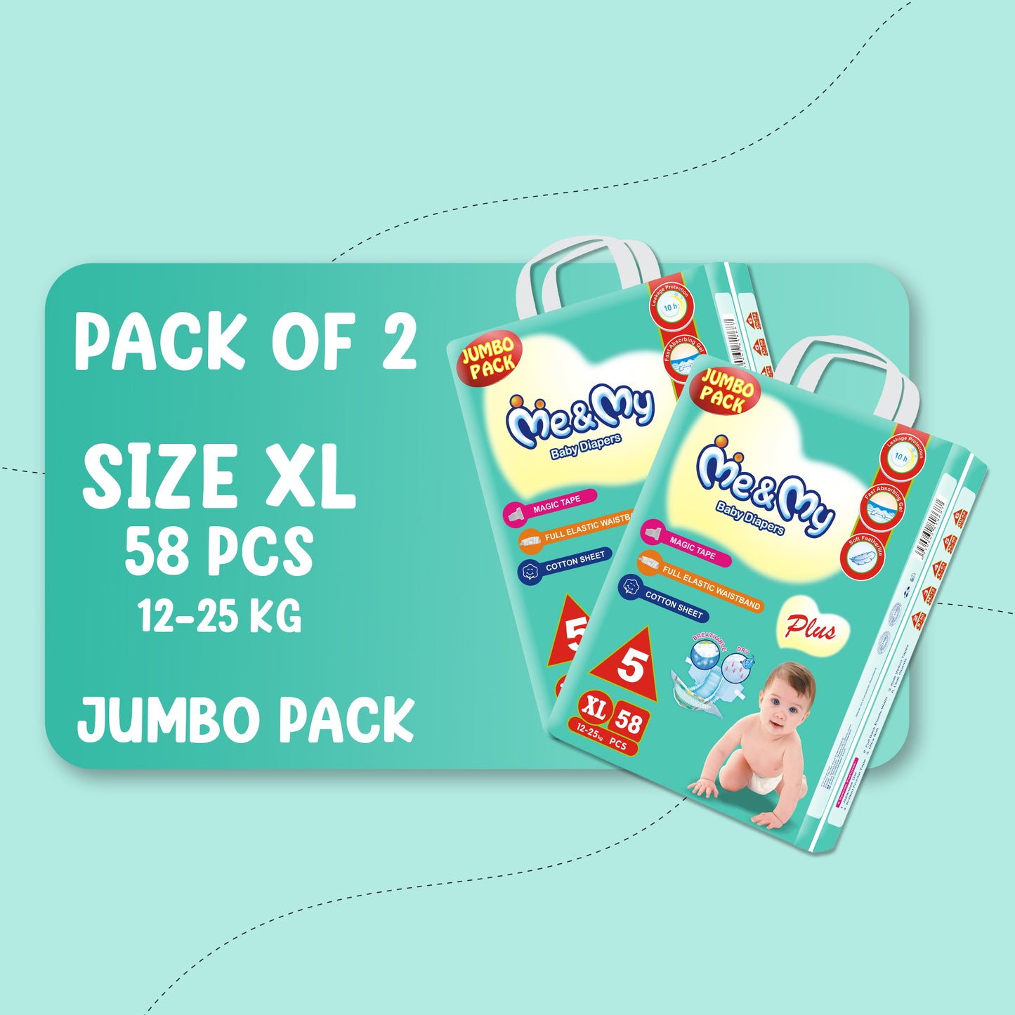 ME&MY PLUS JUMBO (XL)-58 PCS BUNDLE PACK OF 2