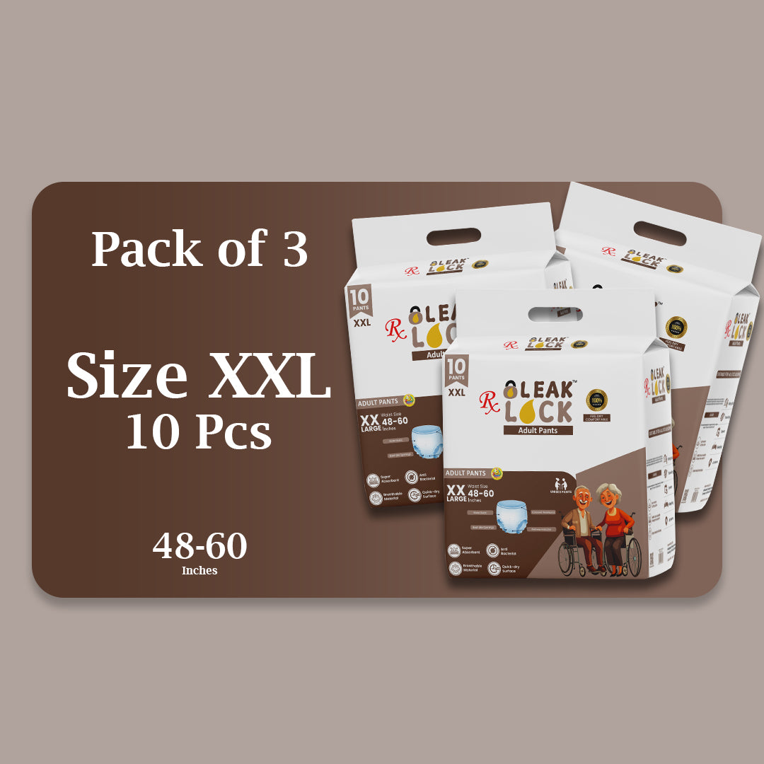 Leak Lock Adult Pants (XXL)- 10 PCS BUNDLE PACK OF 3