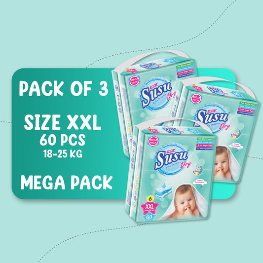NEW SUSU DRY MEGA (XXL)-60 PCS BUNDLE PACKS OF 3