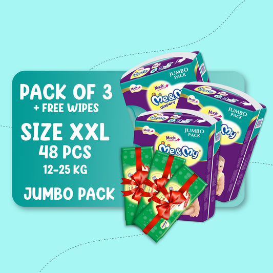 ME & MY MAGIC JUMBO (XXL)-48 PCS BUNDLE PACKS OF 3 + Free Wipes