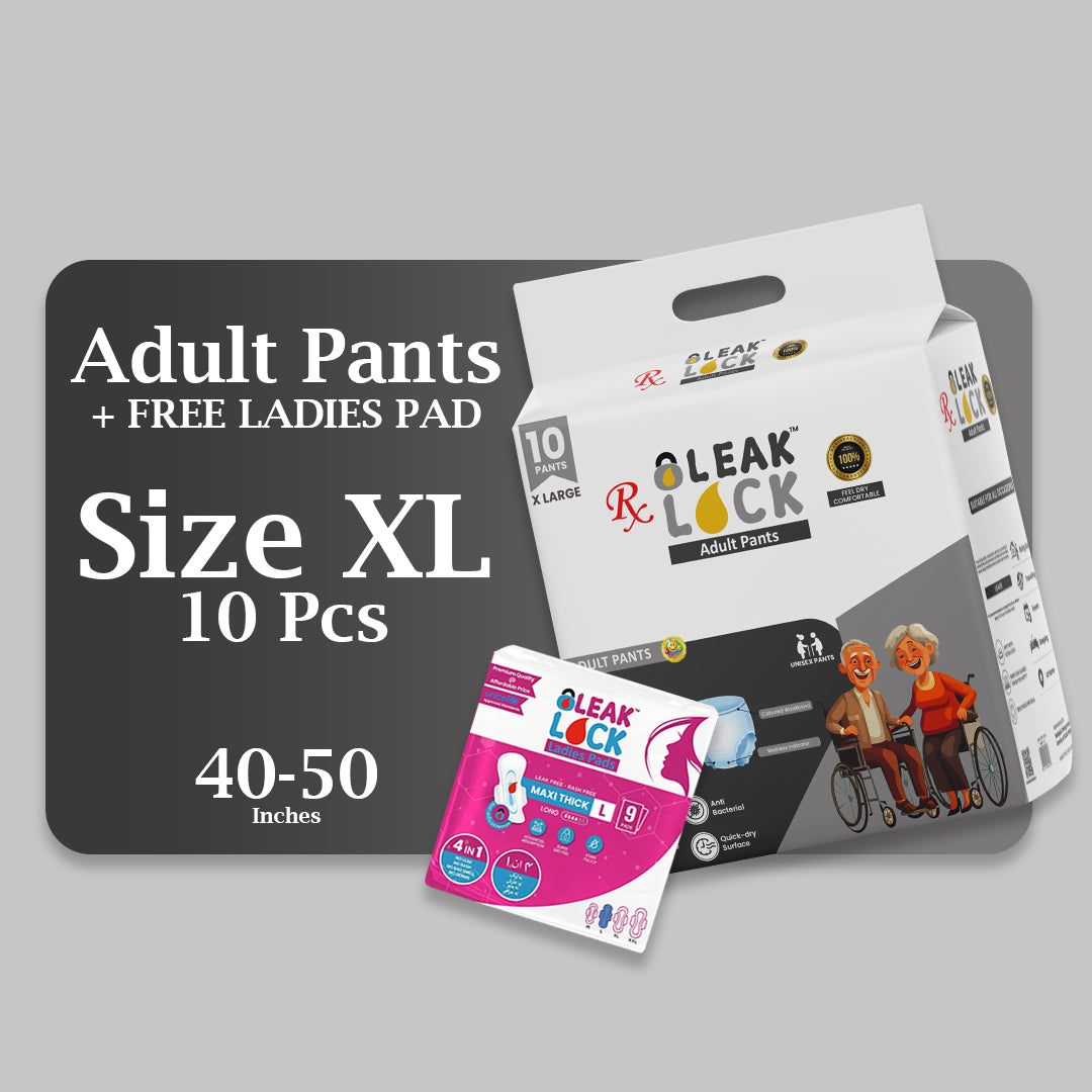 Leak Lock Adult Pants (XL)- 10 PCS + Free Ladies Pads