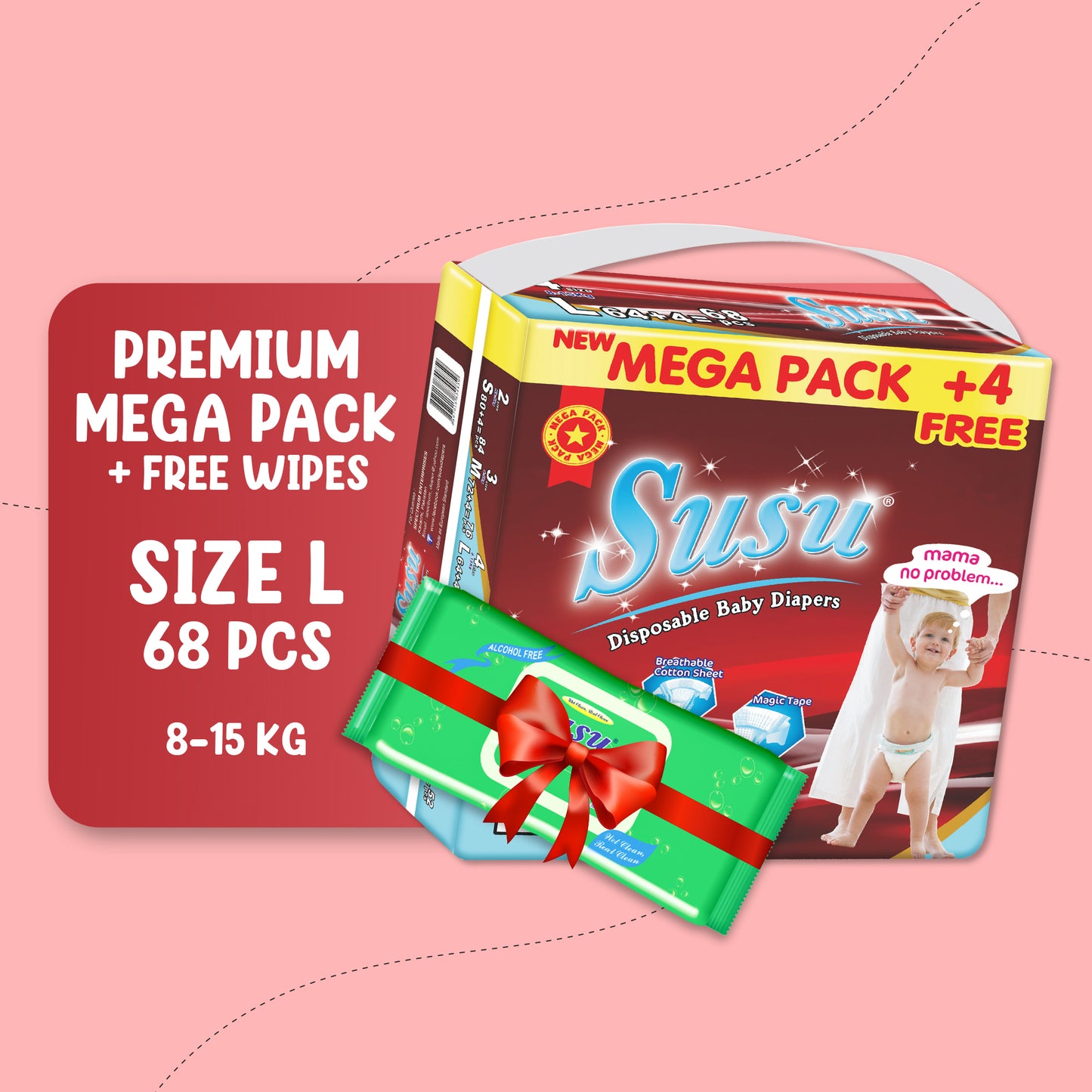 SUSU MEGA PACK L-68 PCS + free wipes