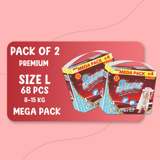 SUSU MEGA PREMIUM (L)-68 PCS BUNDLE PACK OF 2