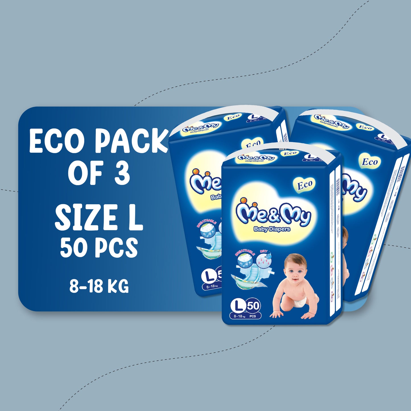 ME & MY PLUS ECO  (L) -50 PCS BUNDLE PACK OF 3