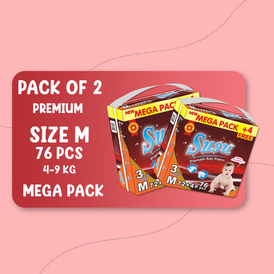 SUSU MEGA PREMIUM (M)-76 PCS BUNDLE PACK OF 2