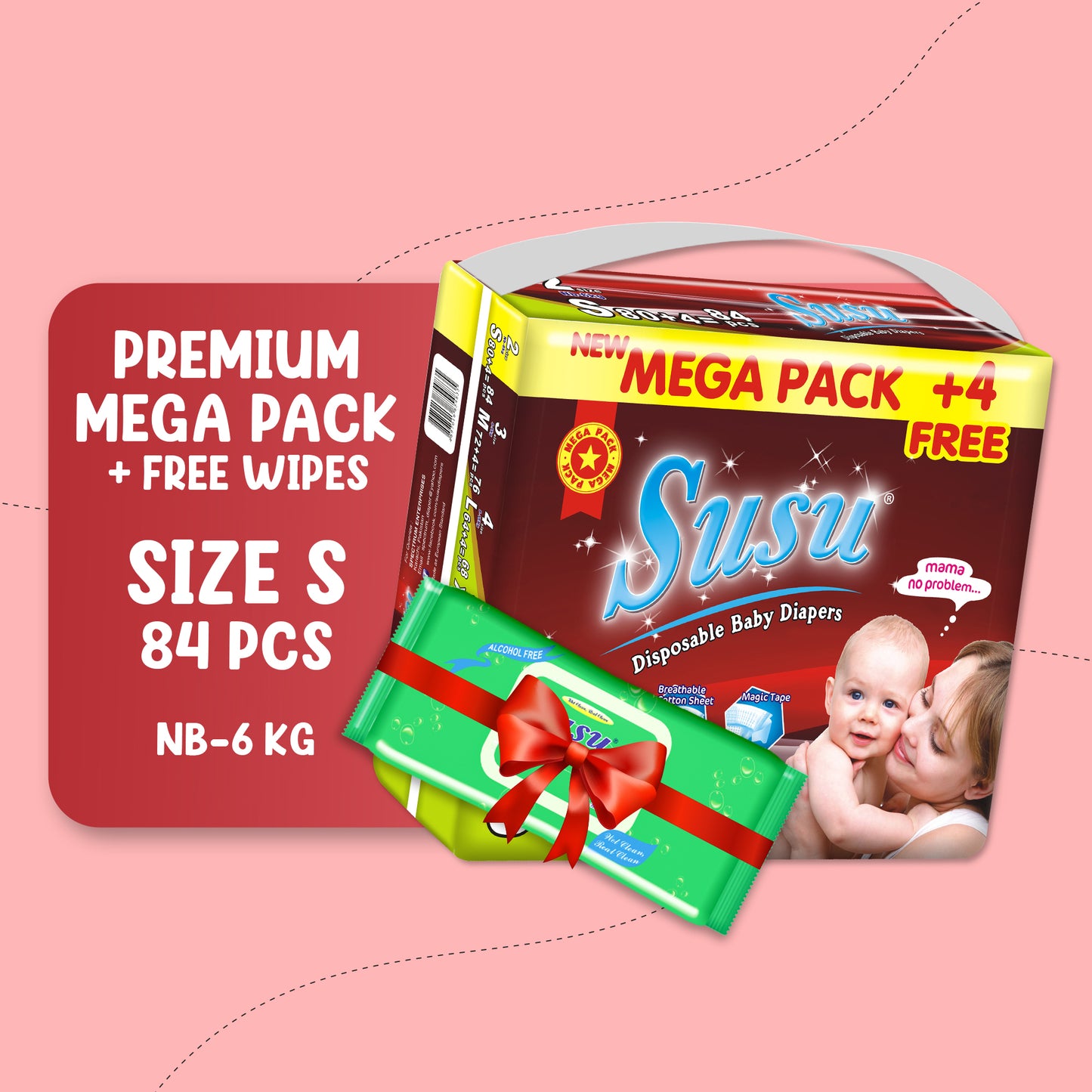 SUSU MEGA PACK S-84 PCS + free wipes